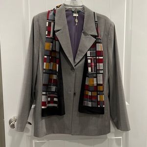 Gray Blazer with Matching Scarf Size 16
